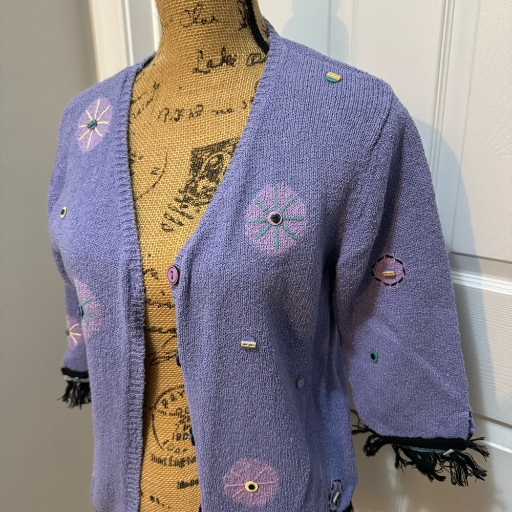 Vintage Funky Fringe Button Cardigan